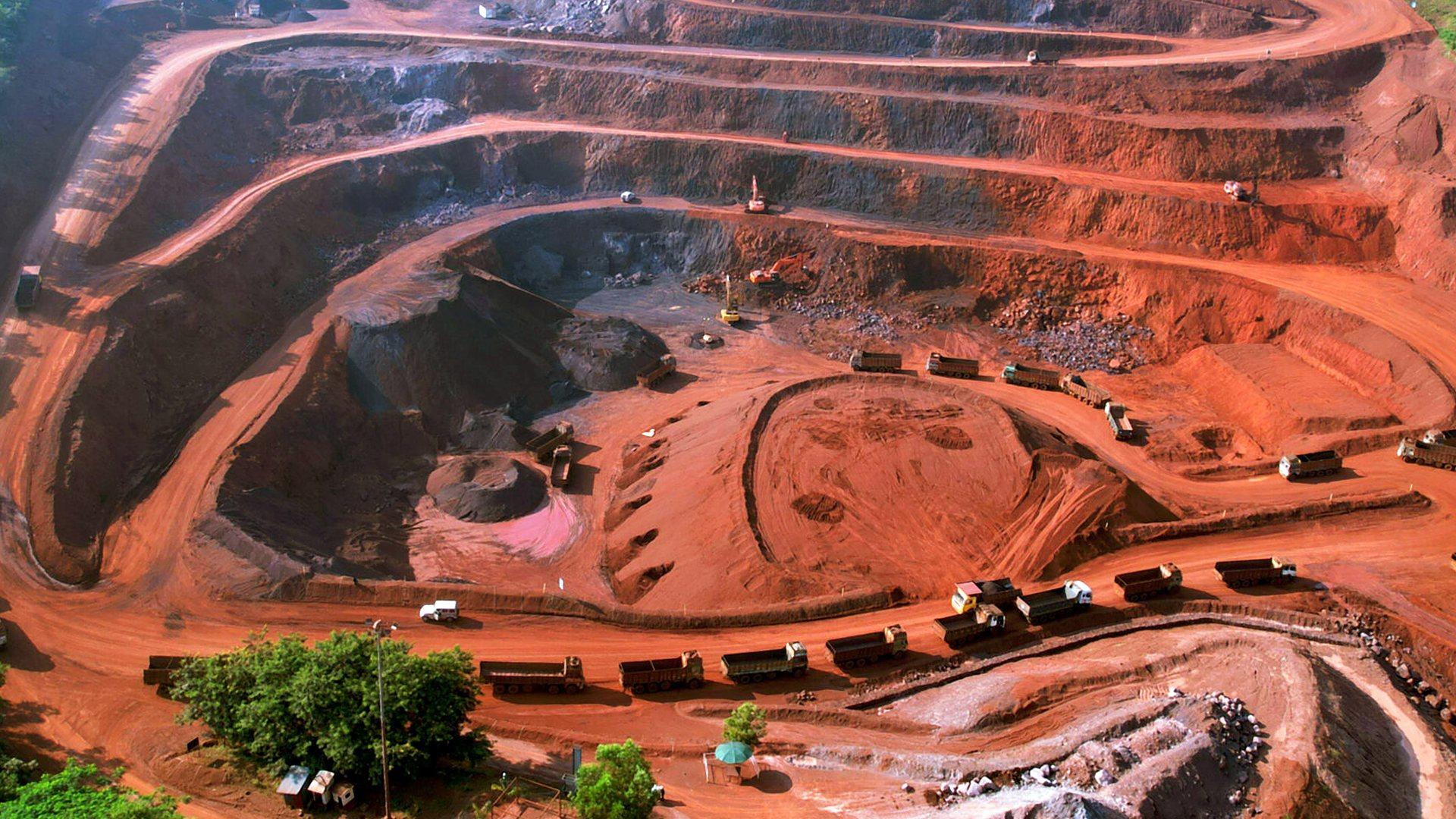 Open-cast iron ore mine, seen from the air